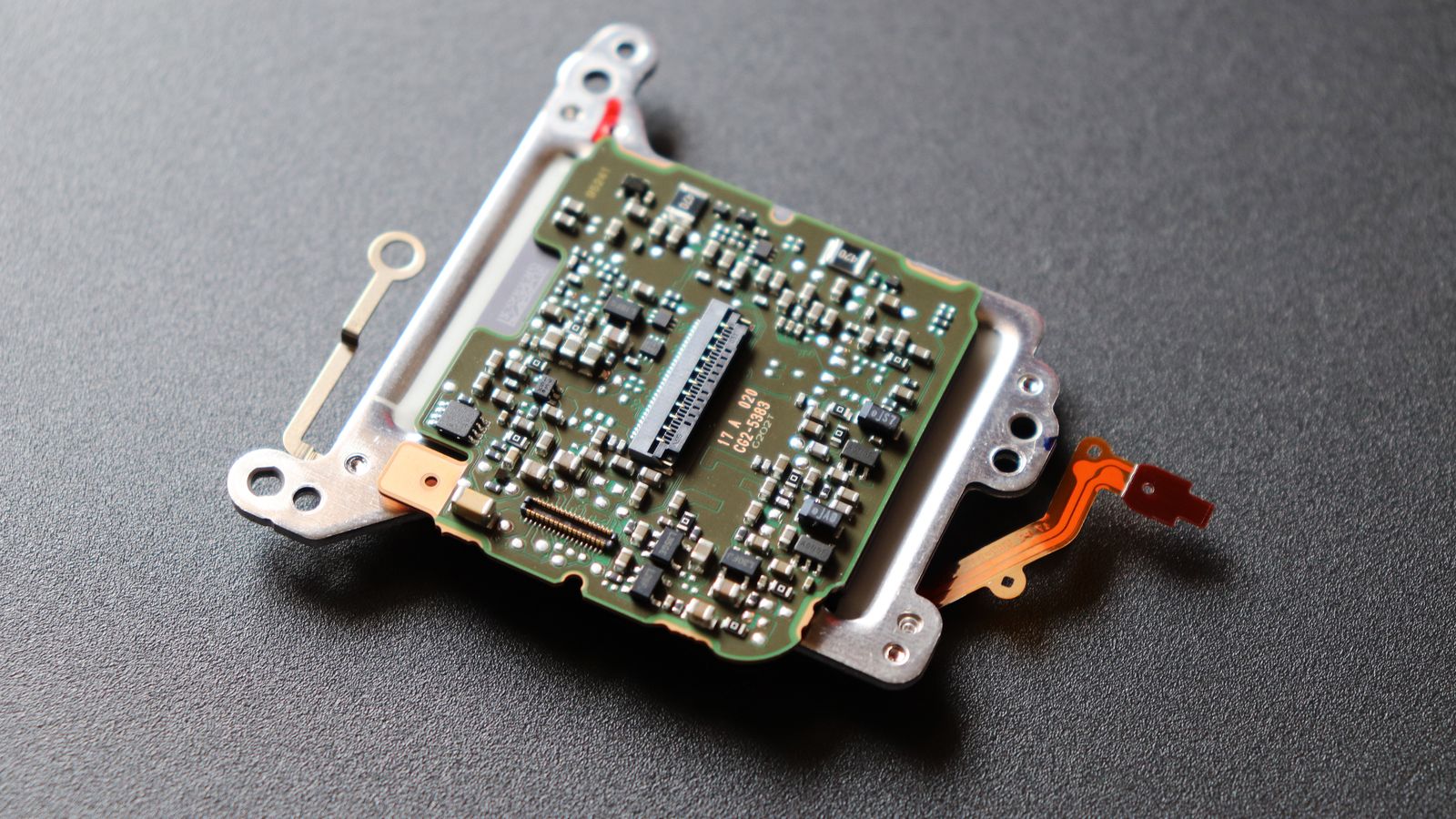 Detailed photo of a PCB showing electronic components and circuits.