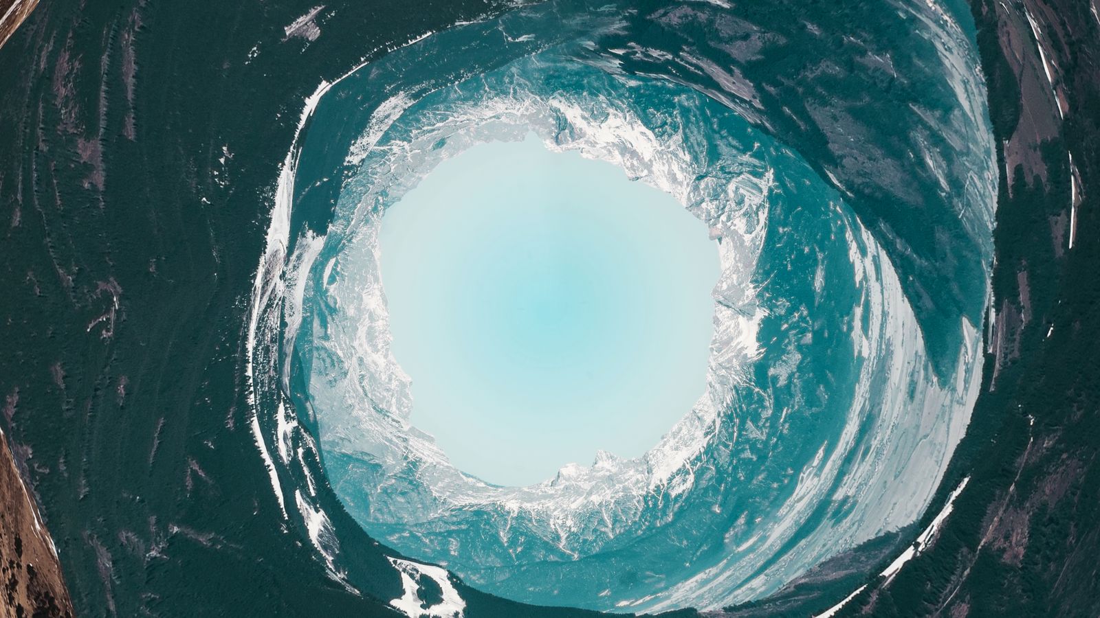 A captivating aerial abstract of a frozen landscape in Zell am See, Austria.